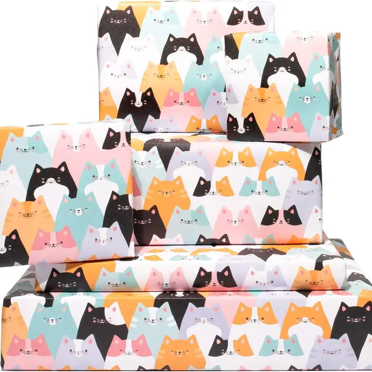 Rows of Cats Birthday Gift Wrapping paper