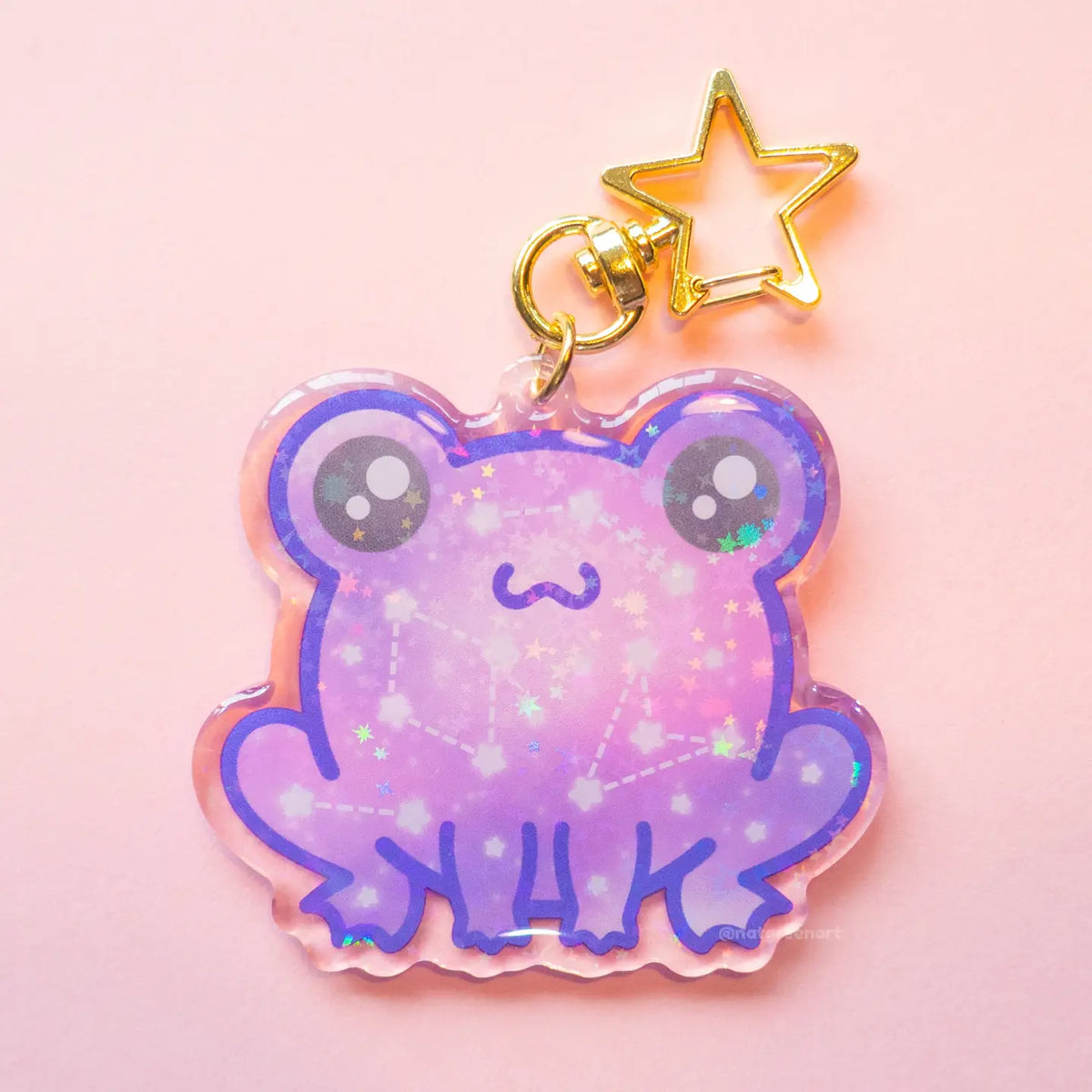 Galaxy Frog Holographic Acrylic Keyring Kawaii Style Keychain UK