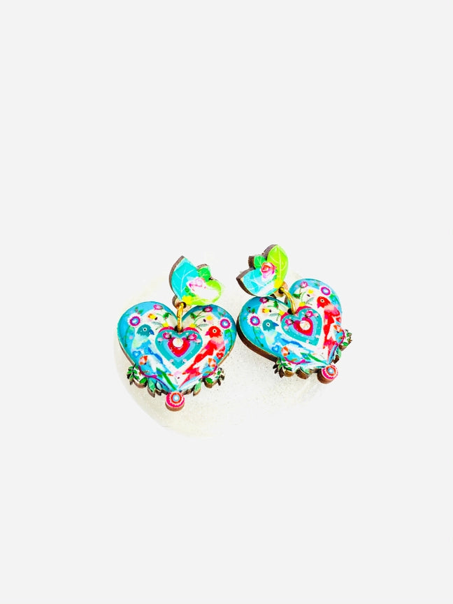 Lovebird Heart Vintage Style Earrings