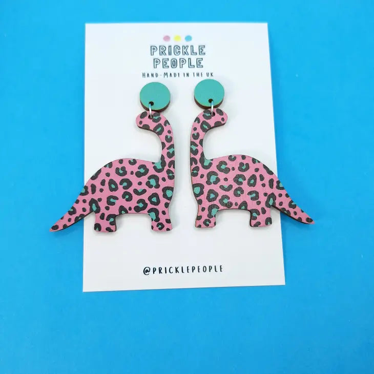 leopard print dino earrings