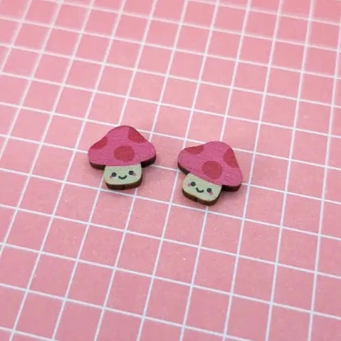 tiny mushroom earrings 