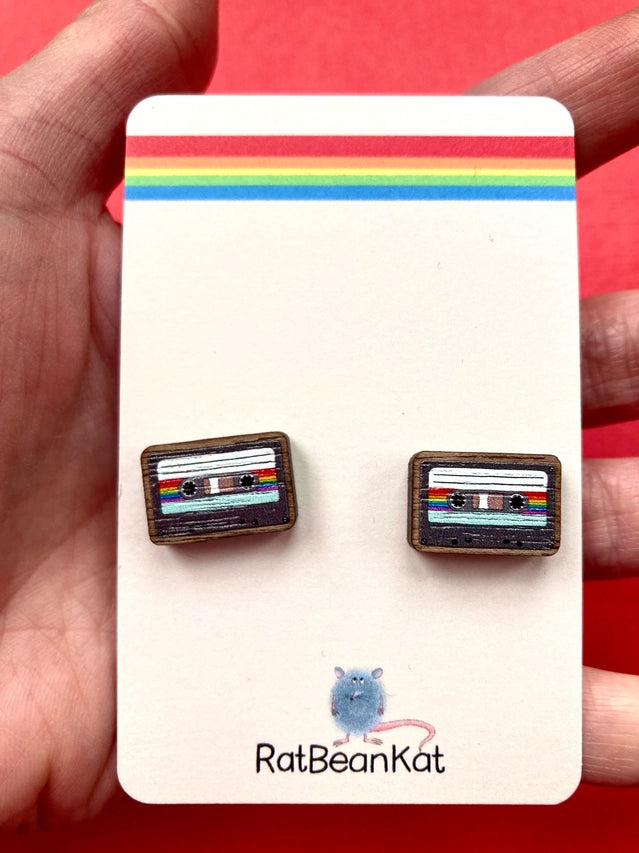 cassette earrings studs 