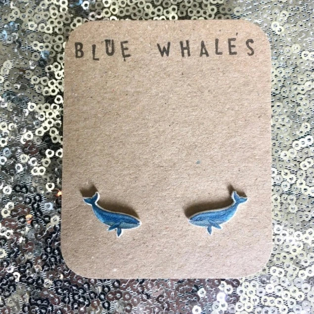 Little Blue Whale Stud Earrings by RatBeanKat.