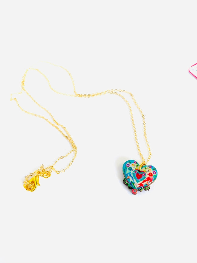 Vintage Colourful Lovebird Unique, Quirky Necklace
