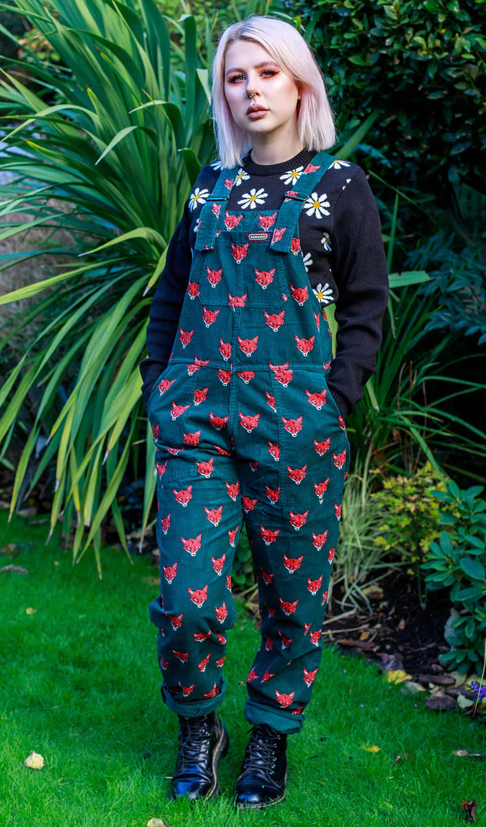 Run & Fly Green Fox Stretch Corduroy Dungarees at Captain Jellyfish