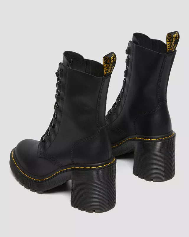 Dr Martens Chesney Leather Flared Heel Lace Up Boots Captain Jellyfish