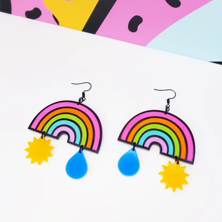 large rainbow earrings