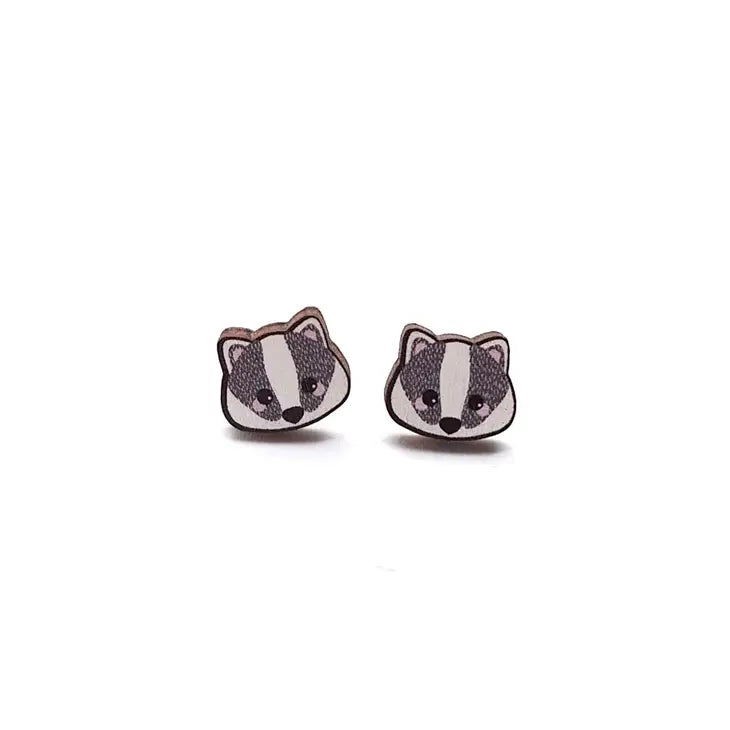 badger stud earrings