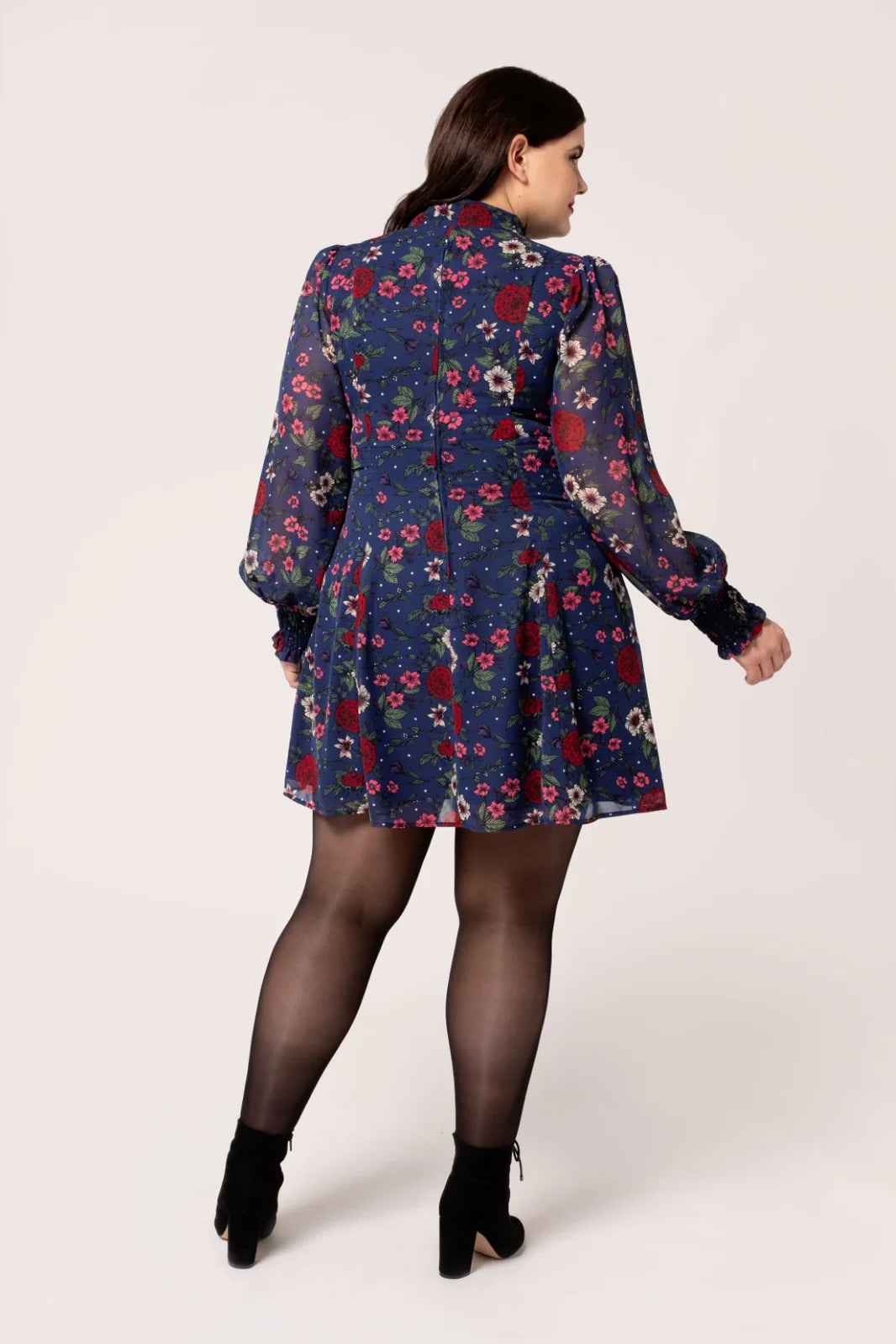 Hell Bunny Camellia Mini Floral Chiffon Dress Blue | Captain Jellyfish Hell Bunny Camellia Mini Floral Chiffon Dress Blue | Captain Jellyfish