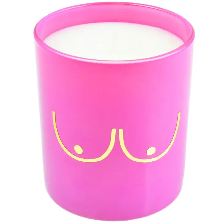 Pink Ribbon Bright Pink Boobs Candle by Flamingo Candles.