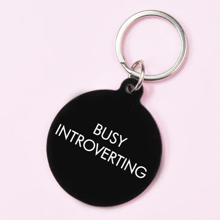 Busy Introverting Keytag, Key Ring by Flamingo Candles.
