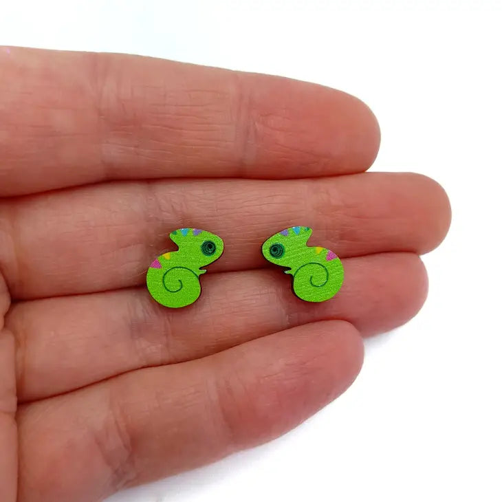 eco friendly chameleon stud earrings