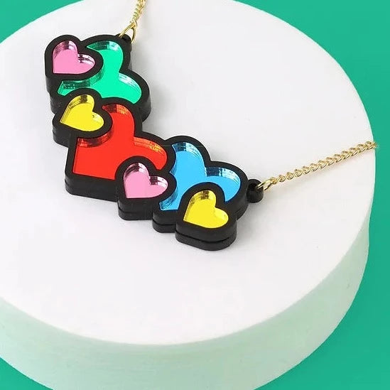 multi coloured hearts necklace