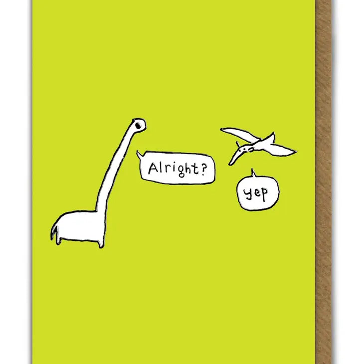 Cute, Embossed Dinosaur Doodle greetings card.