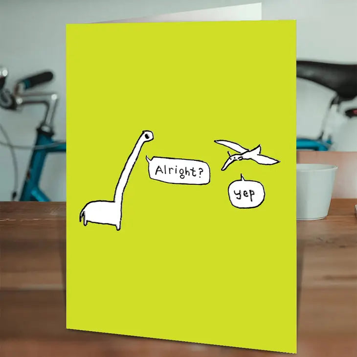 Cute, Embossed Dinosaur Doodle greetings card.