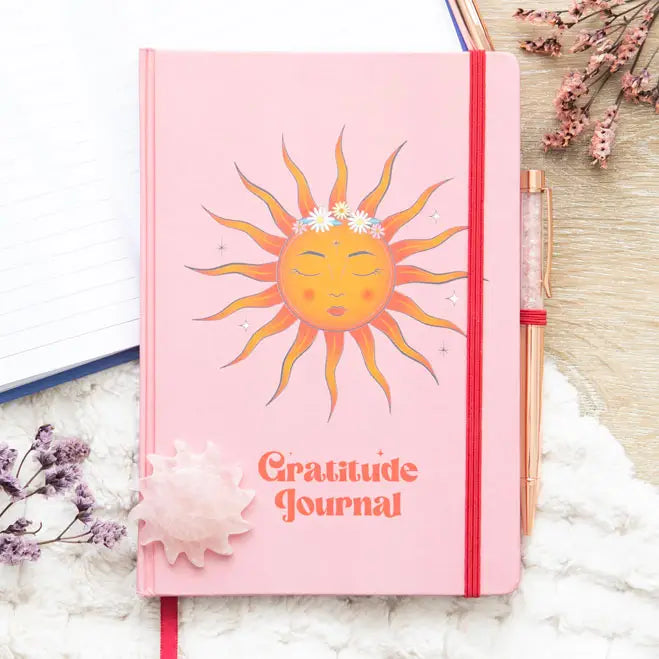 The Sun Gratitude Journal with Rose Quartz Pen.