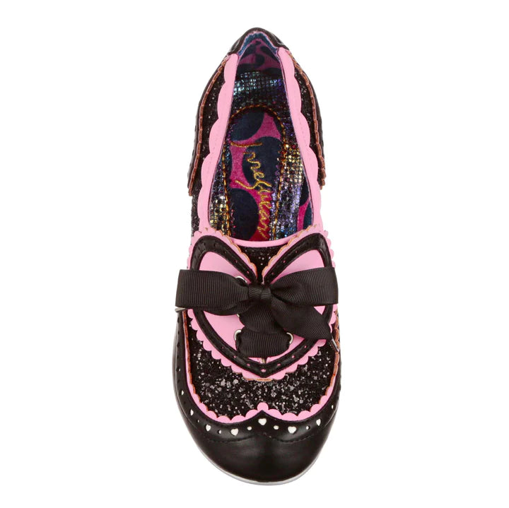 irregular choice jazz cat pink and black shoes