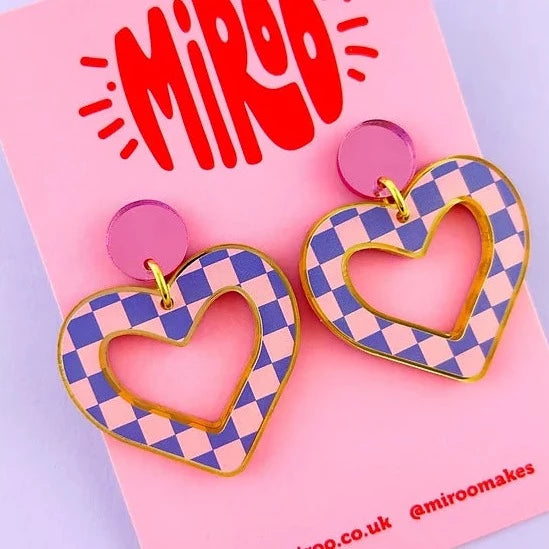 funky acrylic earrings hearts