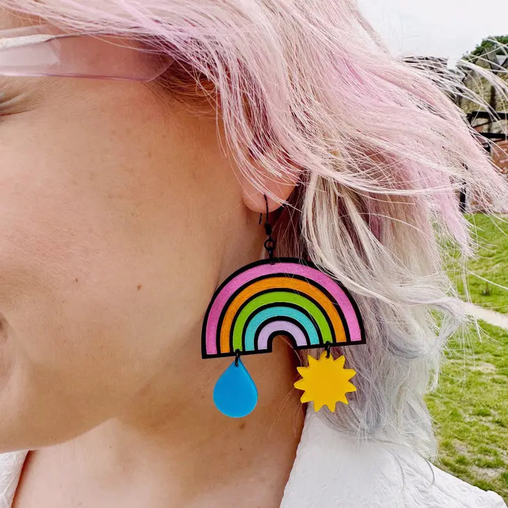 large rainbow weather earrings