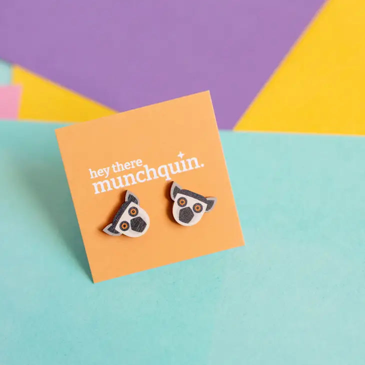 Lemur - Eco Friendly Wooden Stud Earrings By Hey There Munchquin.&nbsp;