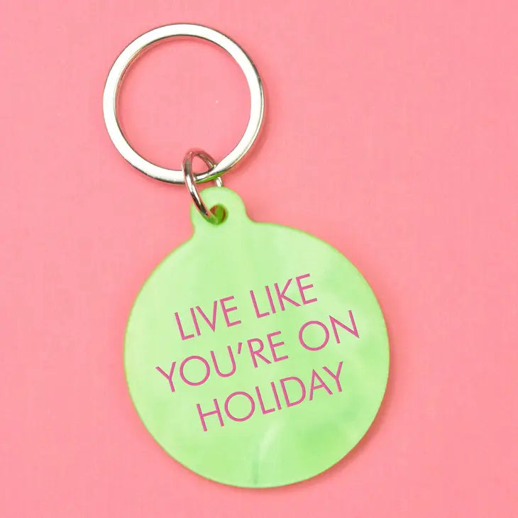 Live Like You're On Holiday Keytag Key Ring by Flamingo Candles.