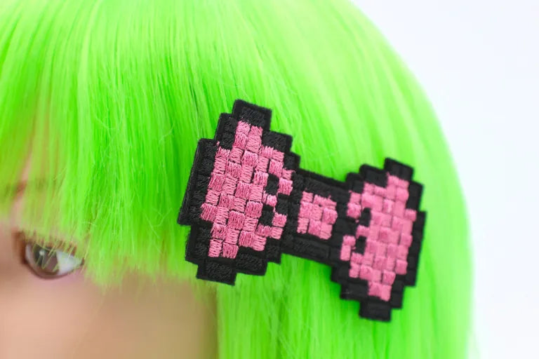 Pink Pixel 80's Hair Bow Clips