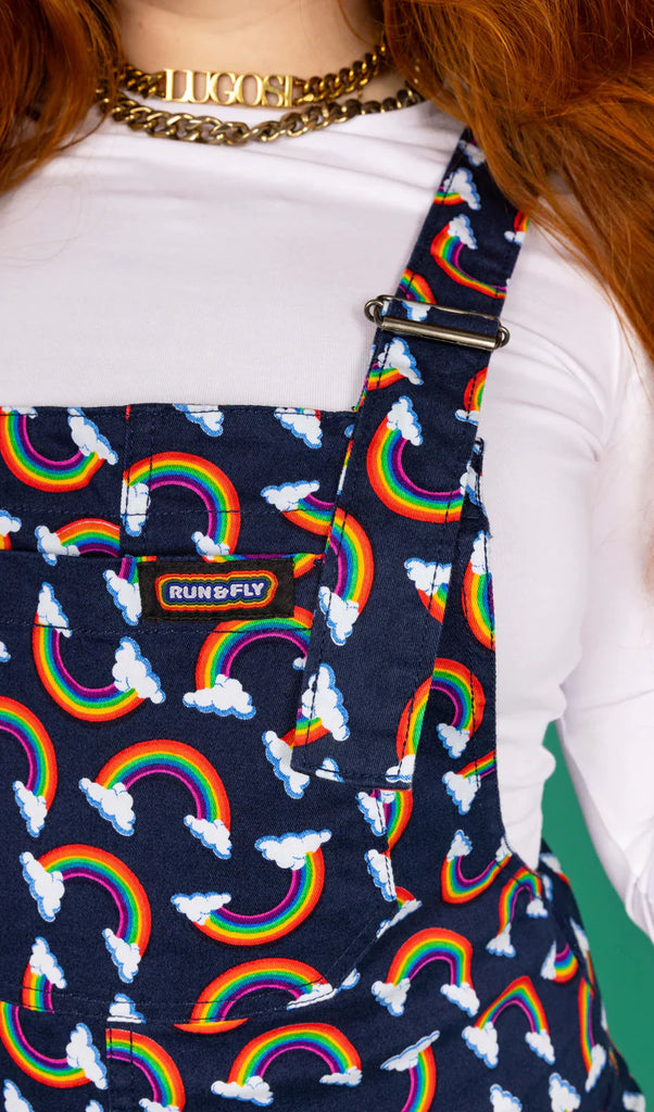 run and fly over the rainbow dungarees