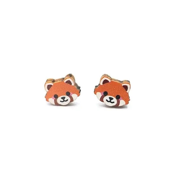red panda stud earrings