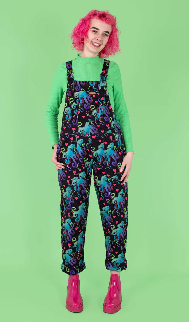Run And Fly UK Octopus Love Stretch Twill Dungarees