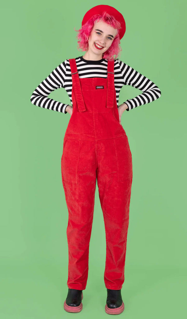 run and fly red cord dungarees