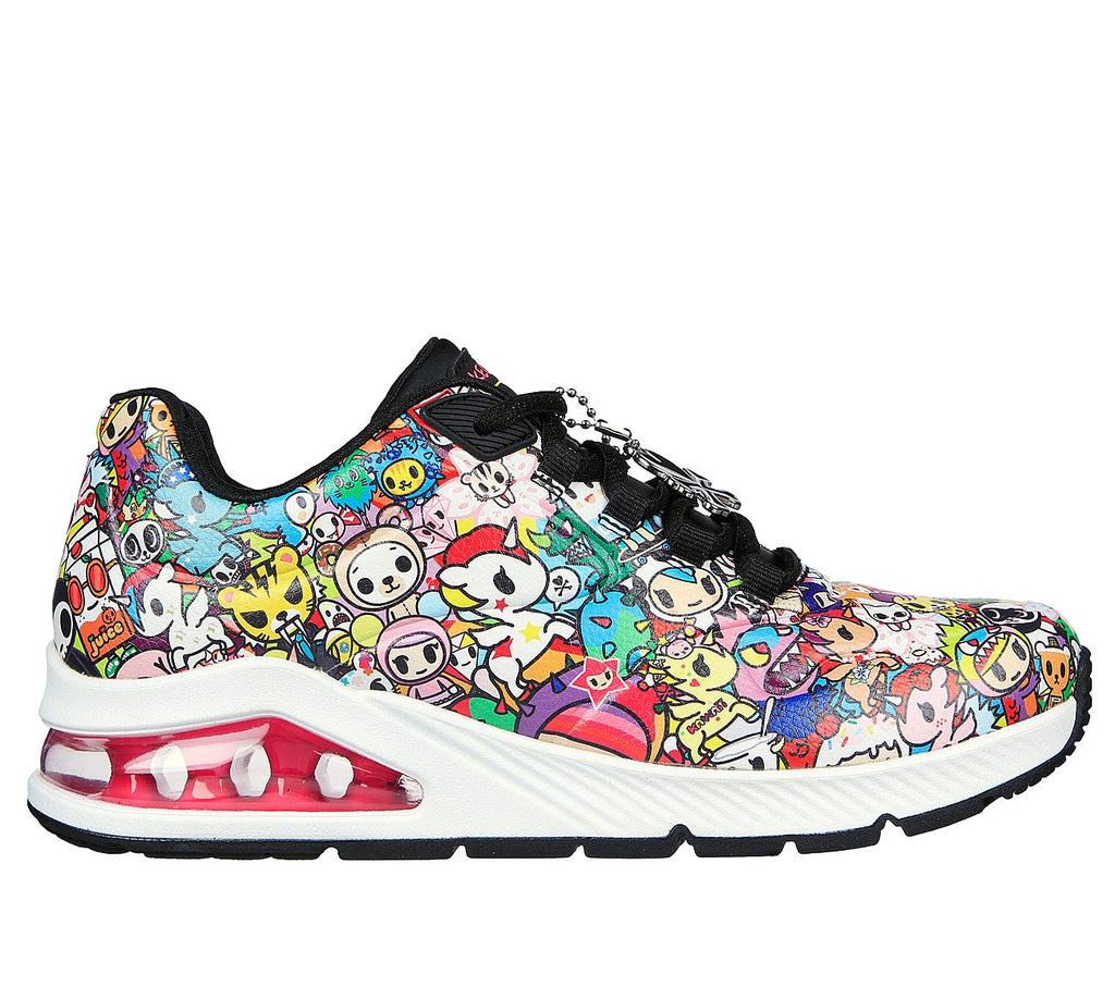 Tokidoki Skechers Uno 2 Trainers with colourful all over print of kawaii characters. In stock now at Captain Jellyfish UK