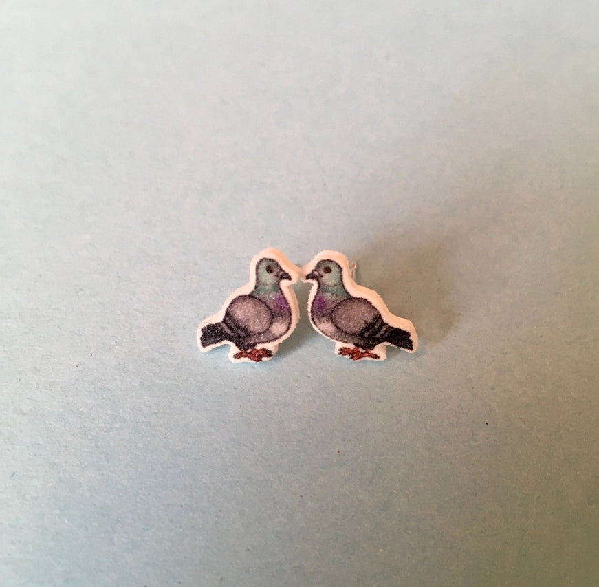 small pigeon earrings